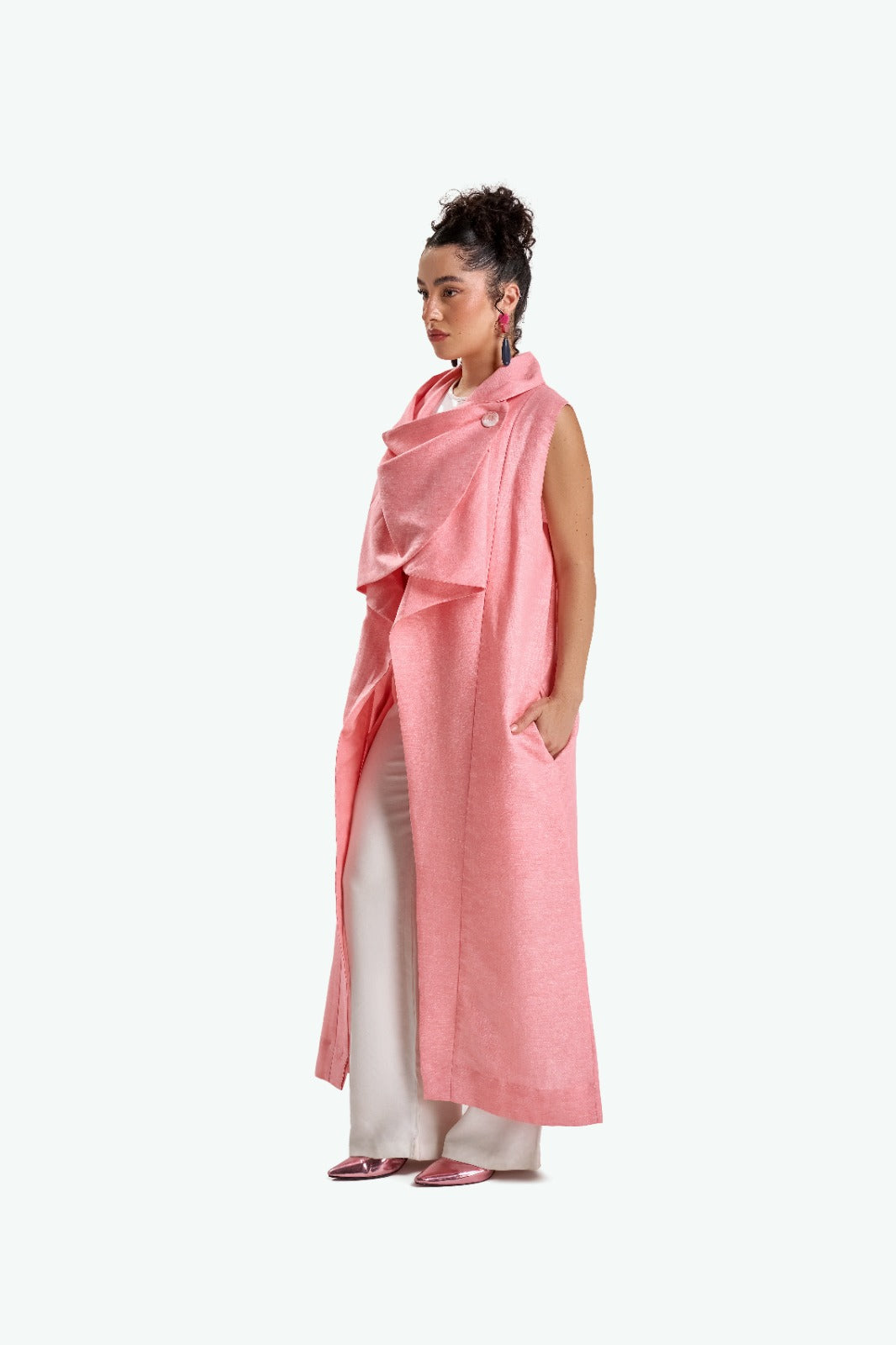 Powder Pink Linen Vest