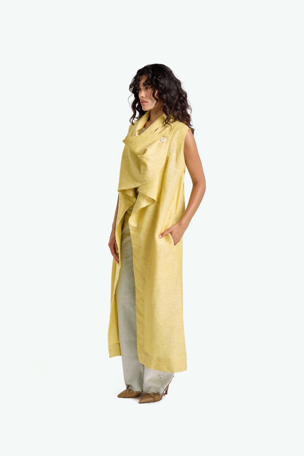 Butter Yellow Linen Vest