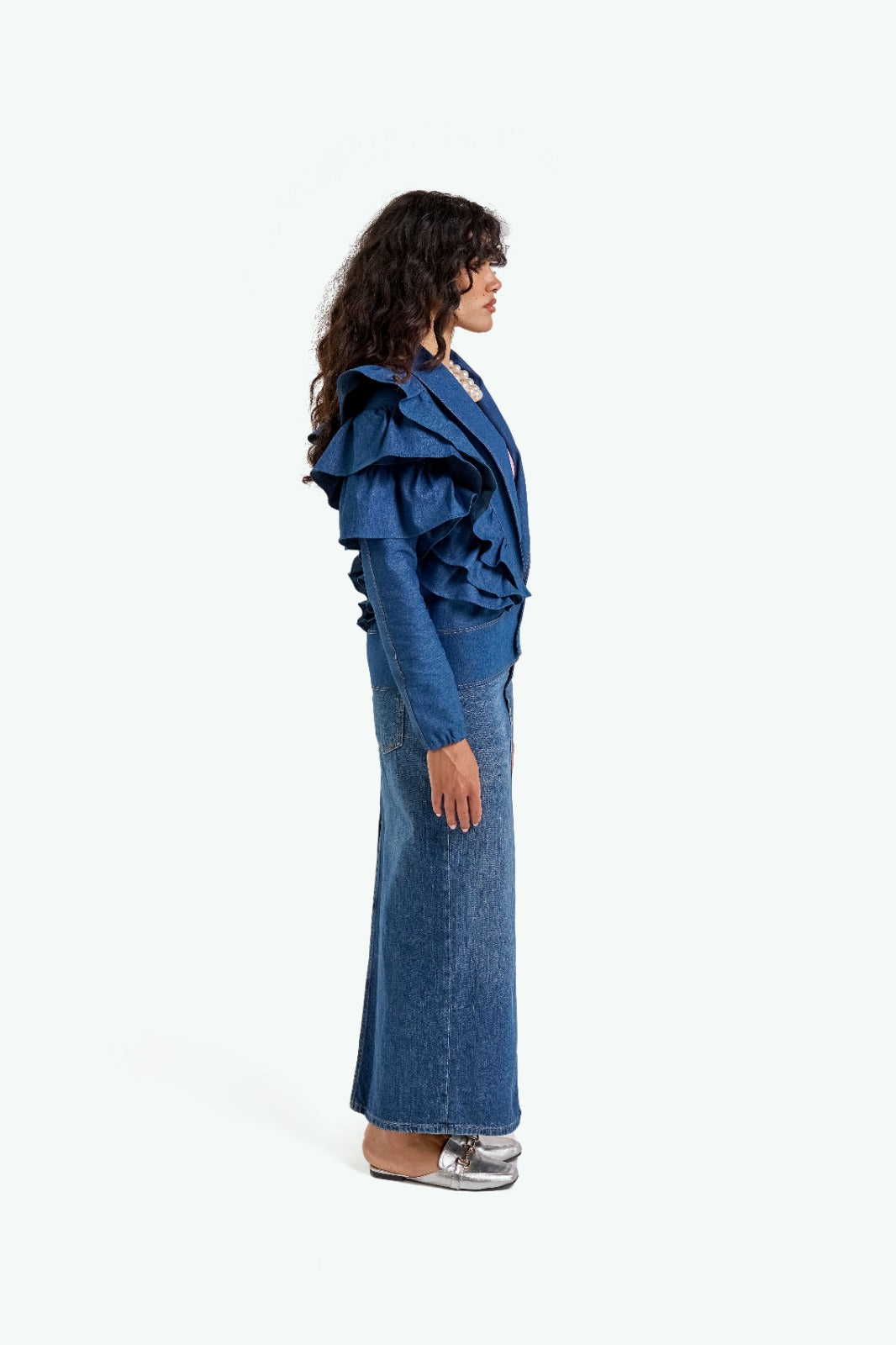 Ruffles Denim Jacket/Blazer