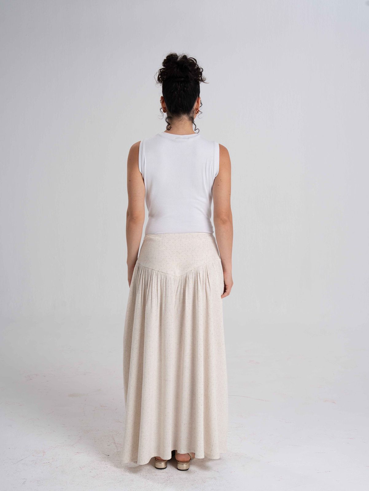 Strass Corset Beige Linen Skirt