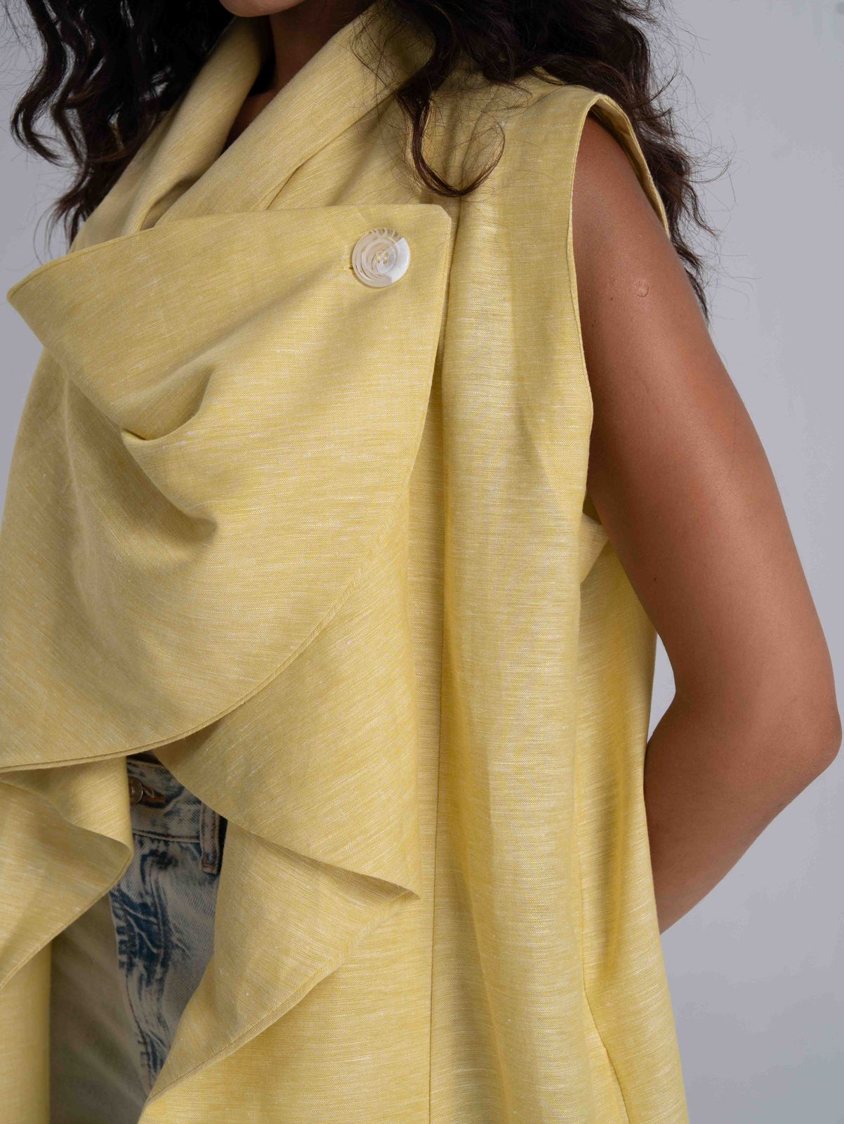 Butter Yellow Linen Vest