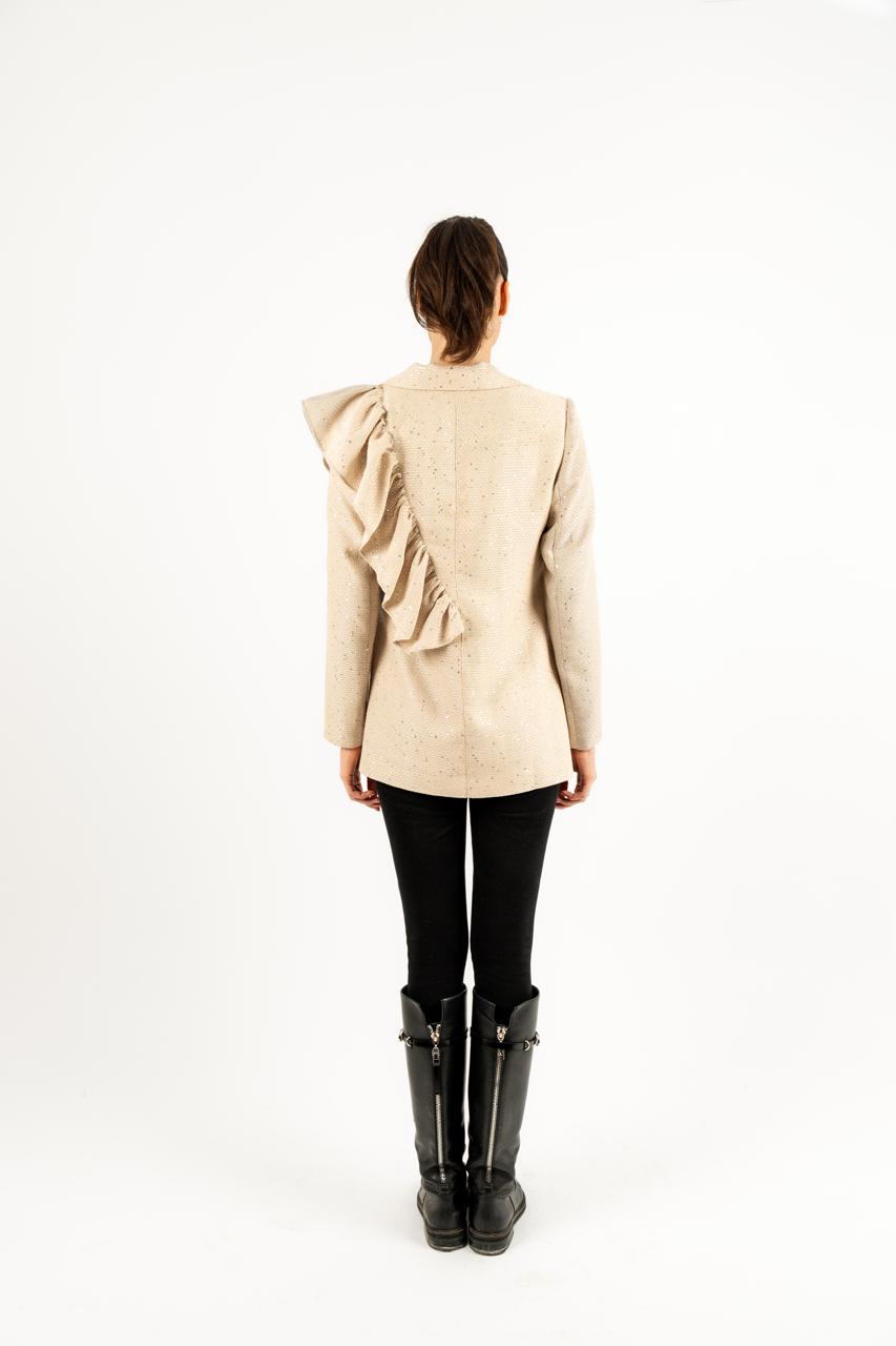 Ruffles Blazer In Soft Biege