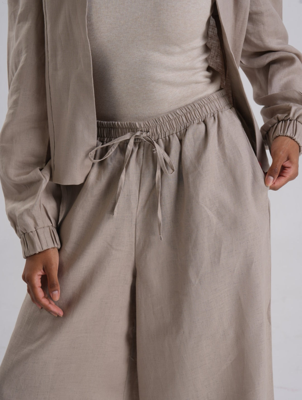 Beige Linen Pants