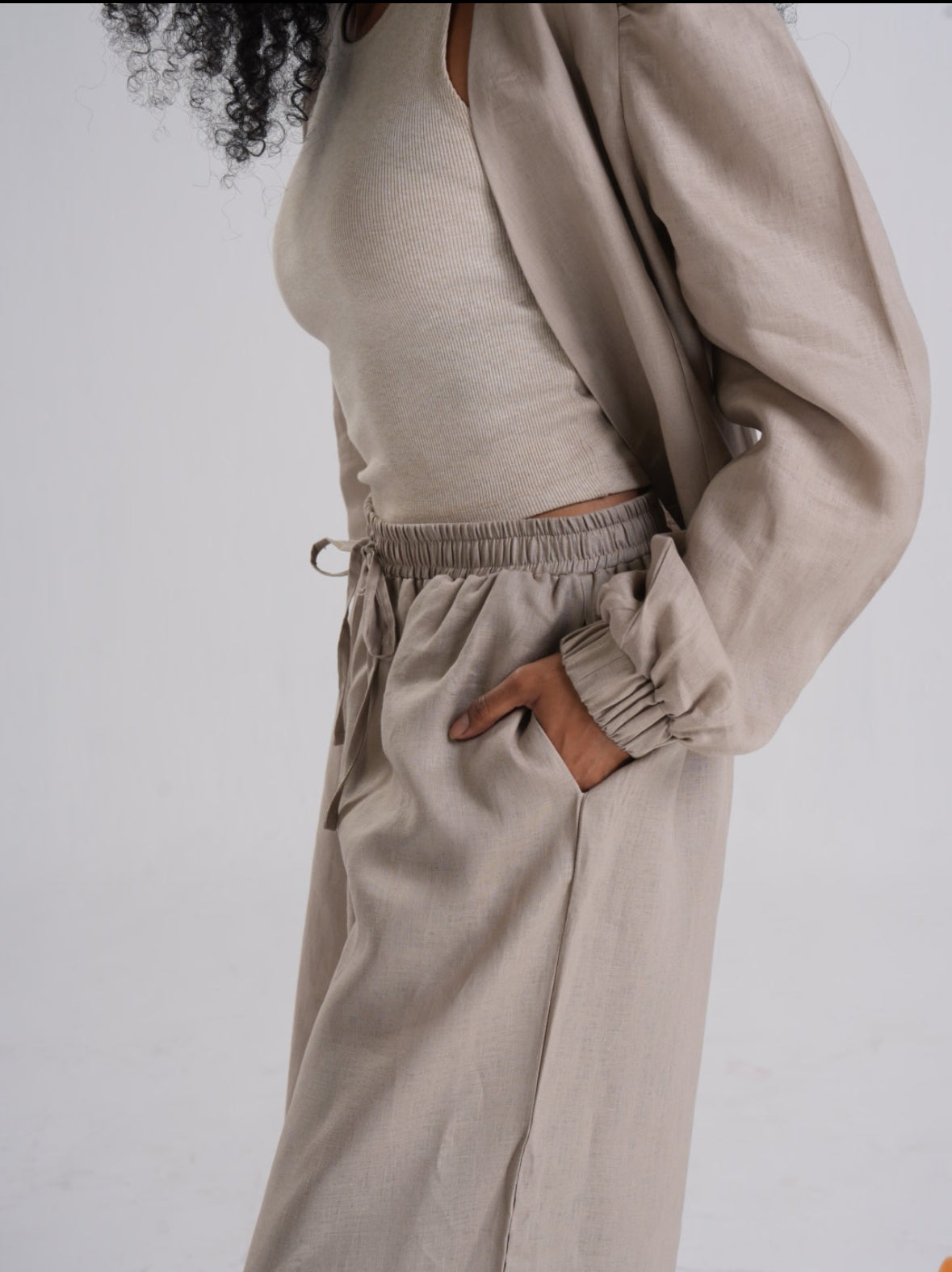 Beige Linen Pants