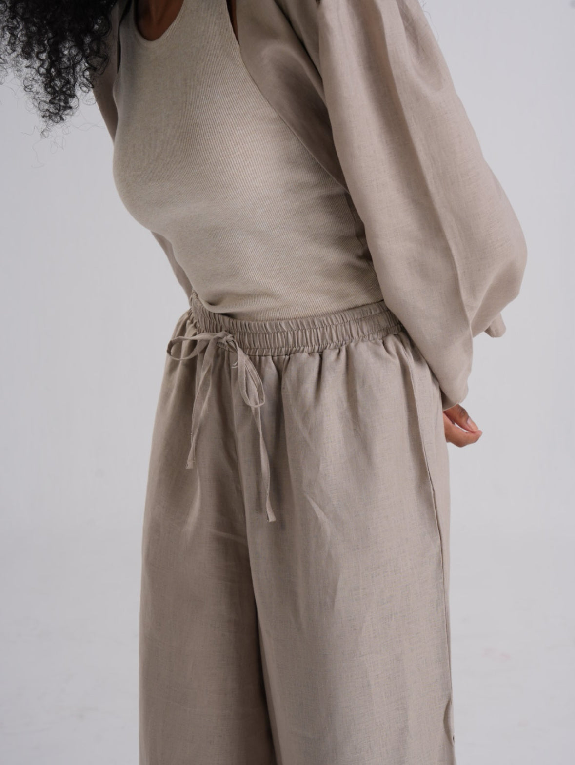 Beige Linen Pants
