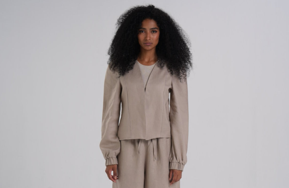 Linen Puffy Sleeves Top