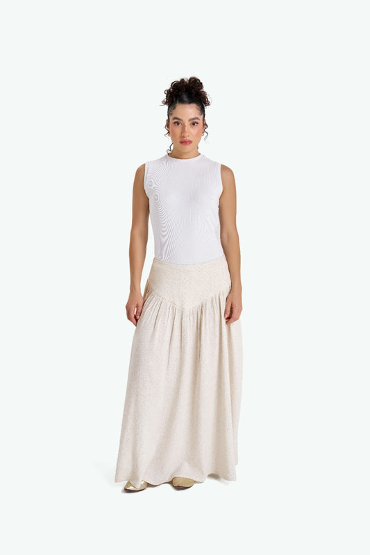 Strass Corset Beige Linen Skirt