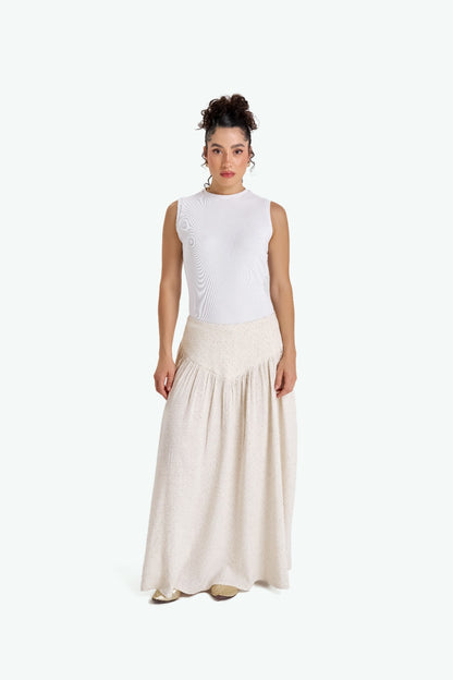 Strass Corset Beige Linen Skirt