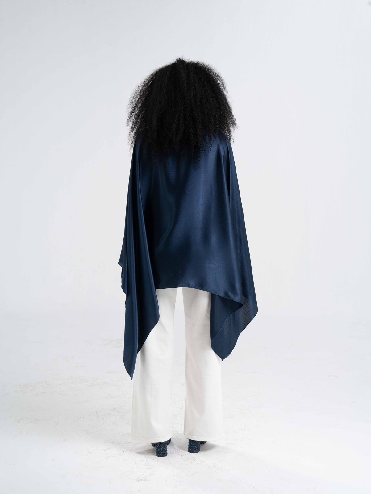 Blue Breezy Satin Poncho