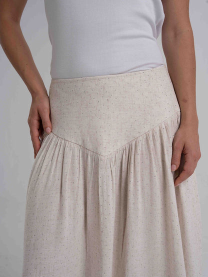 Strass Corset Beige Linen Skirt