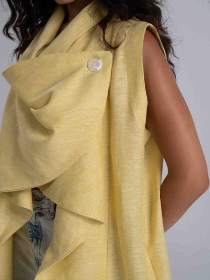 Butter Yellow Linen Vest