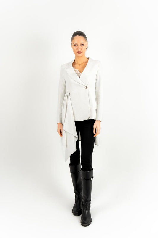 Side Drape Blazer In Off-White