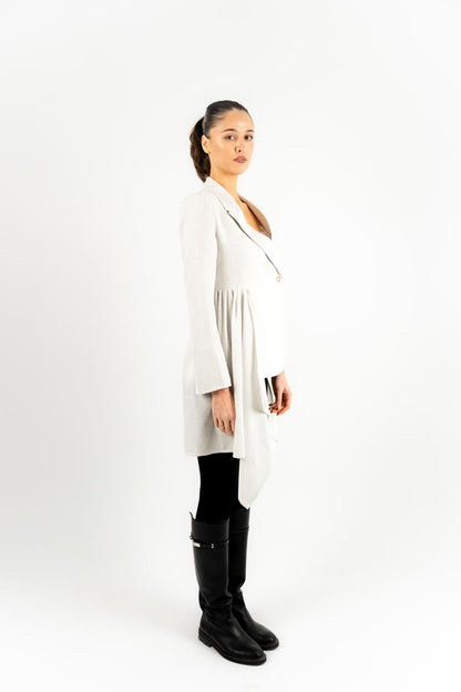 Side Drape Blazer In Off-White