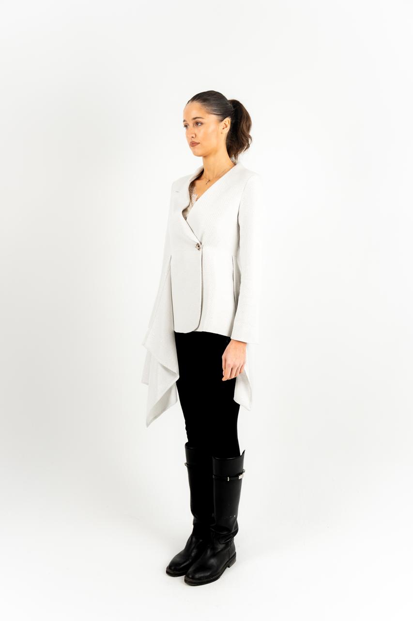 Side Drape Blazer In Off-White