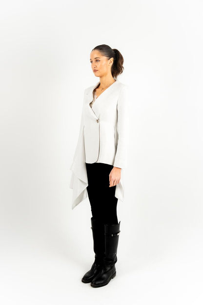Side Drape Blazer In Off-White