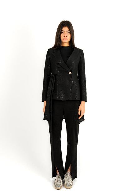 Side Drape Blazer In Black