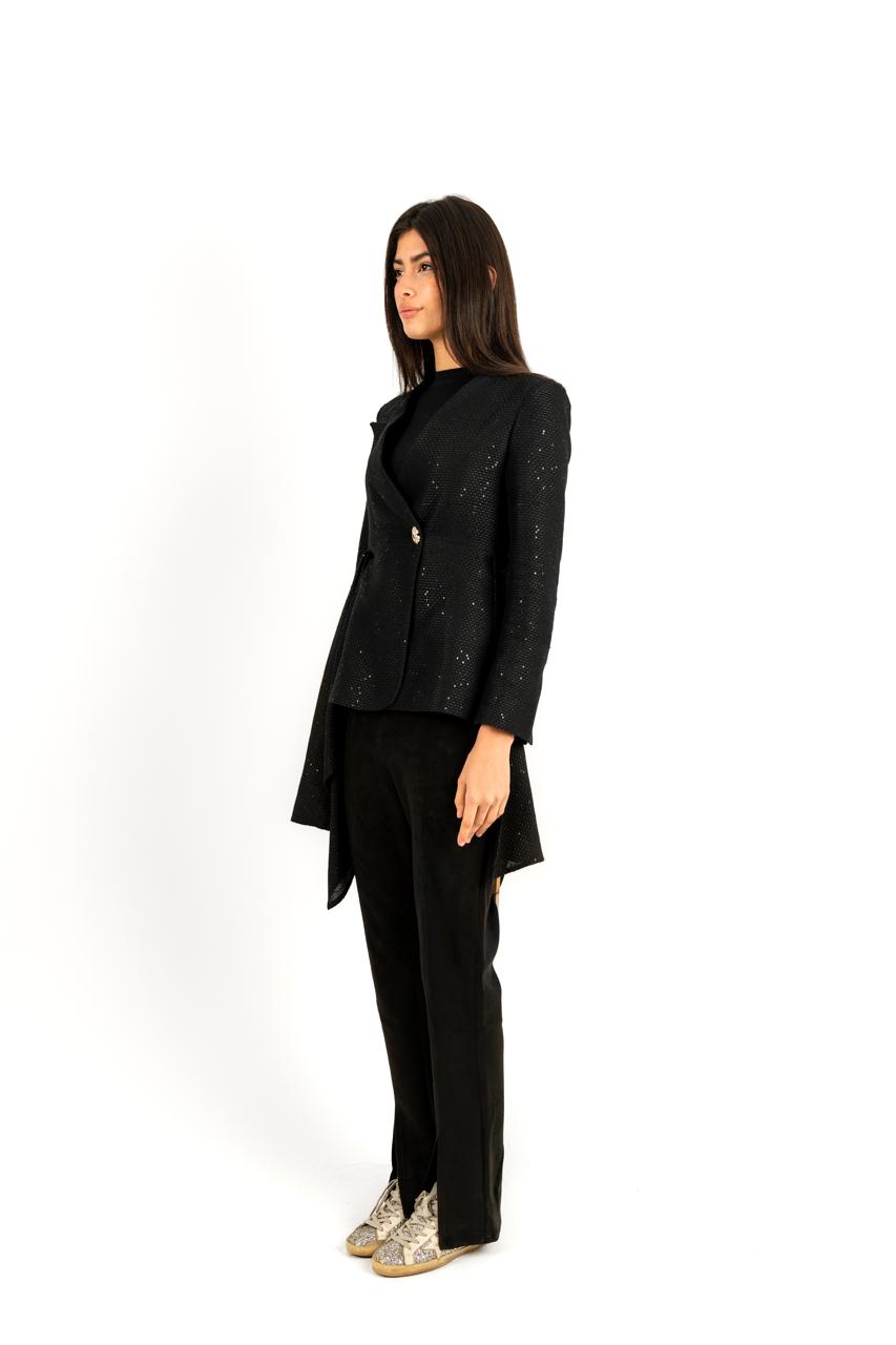 Side Drape Blazer In Black
