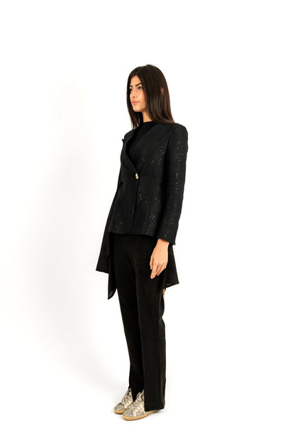Side Drape Blazer In Black