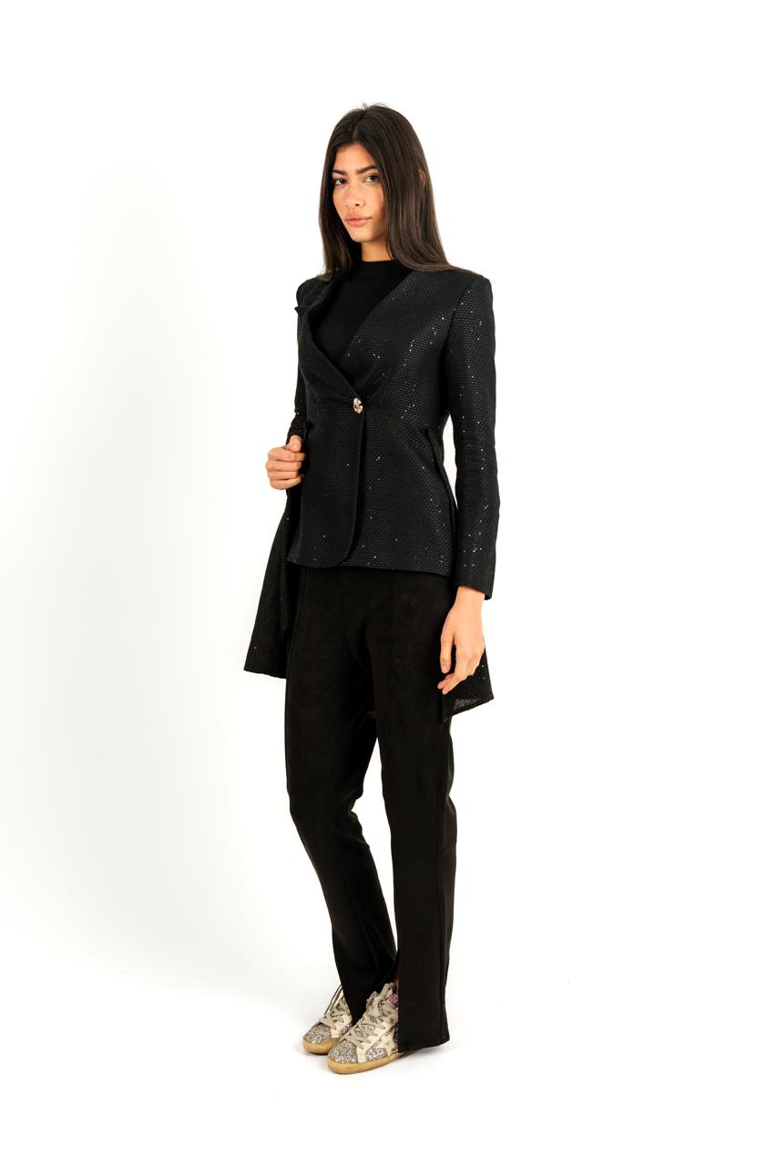 Side Drape Blazer In Black