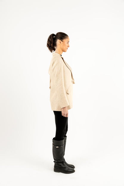 Ruffles Blazer In  Soft Biege