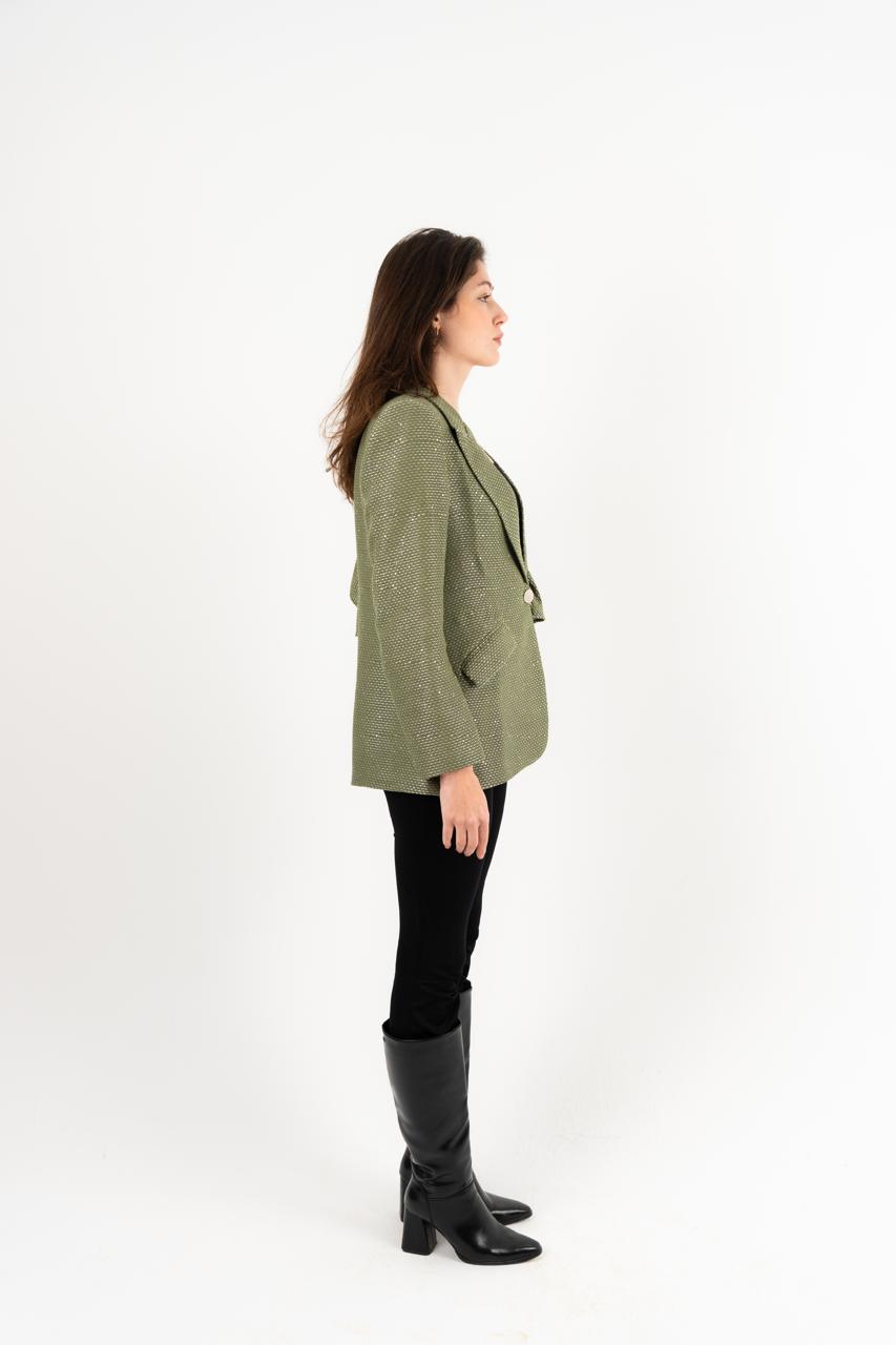 Ruffles Blazer In Olive