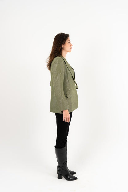 Ruffles Blazer In Olive