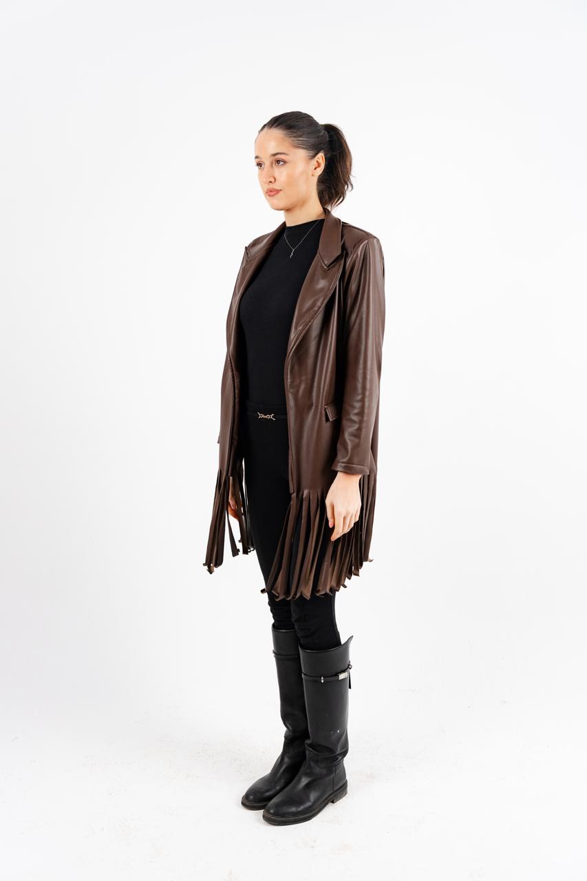 Brown Leather Fringes Jacket