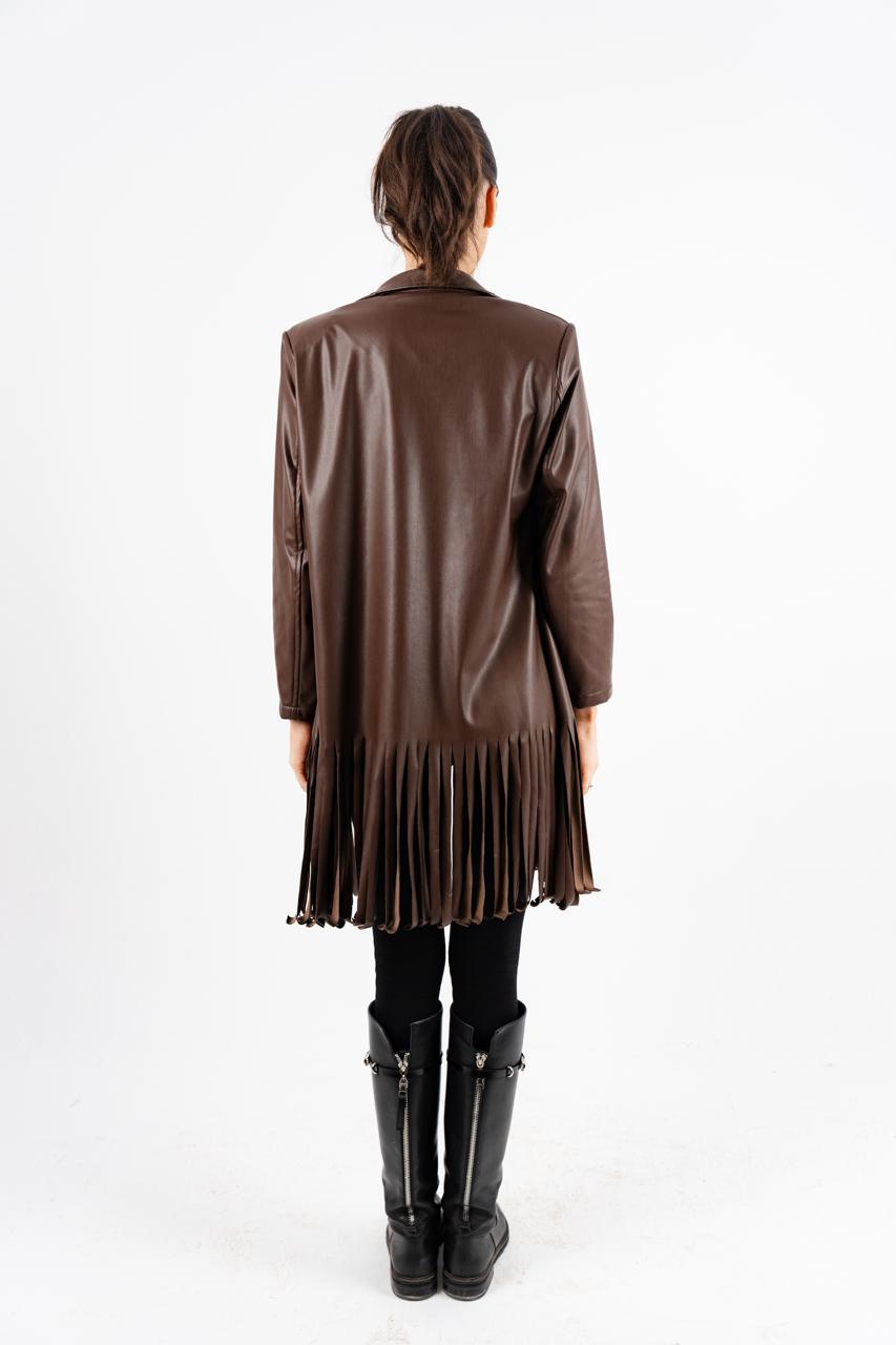 Brown Leather Fringes Jacket