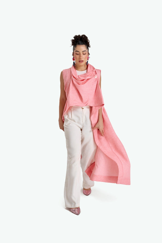 Powder Pink Linen Vest