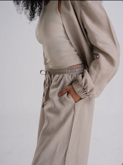 Beige Linen Pants