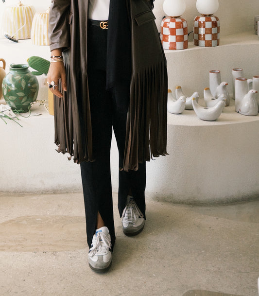 Suede Flare Black Pants